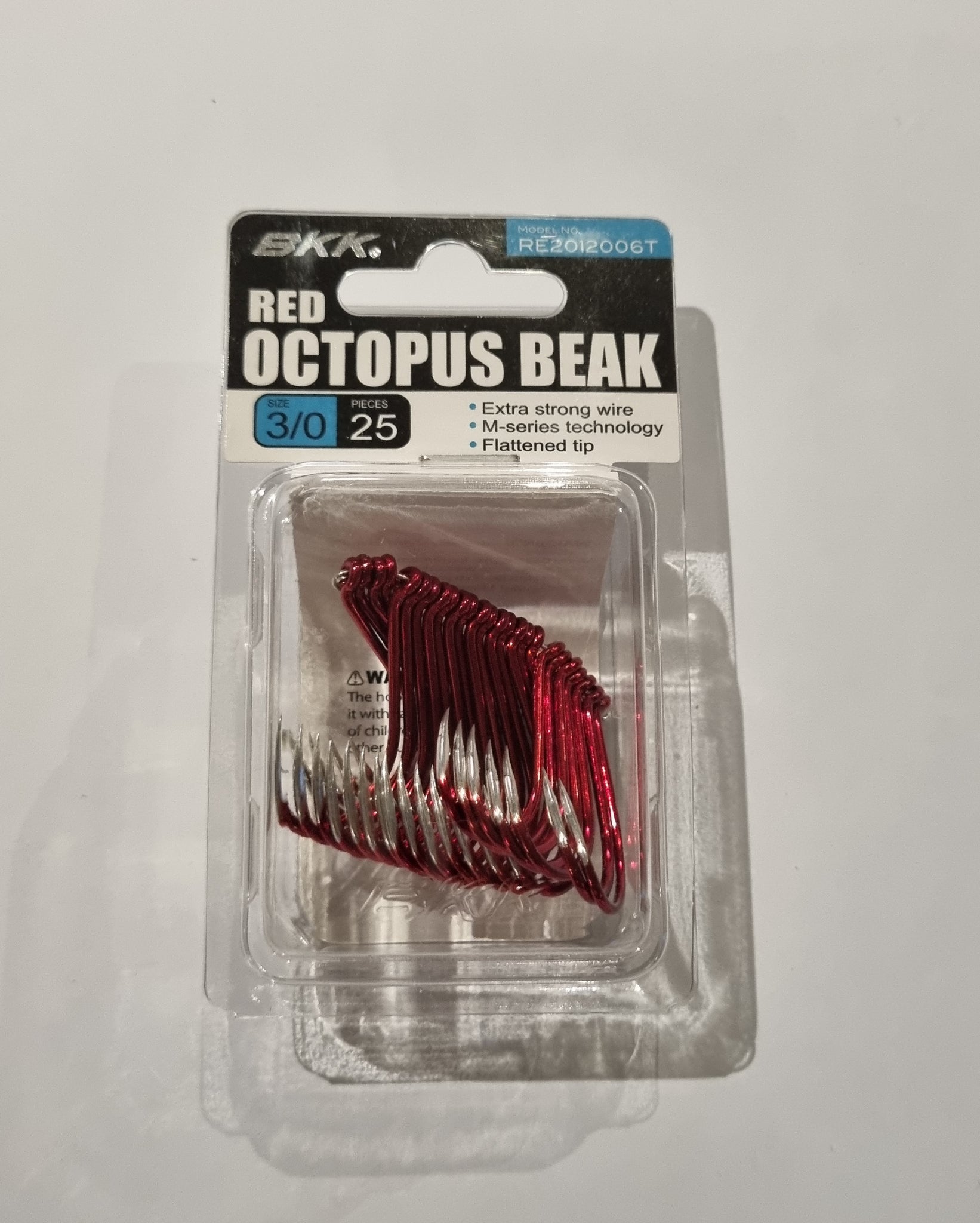 BKK Octopus Beak Hooks Red Qty 25, Size: 3/0
